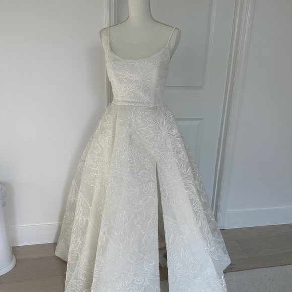 Portia & Scarlett White Sparkle Ballgown with High Leg Slit - Picture 10 of 10